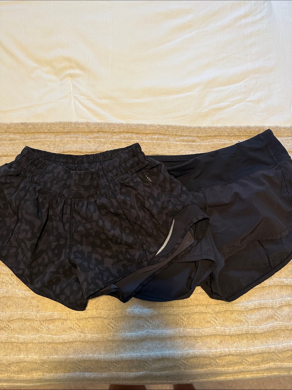 Lululemon Black patterned & Solid Running Shorts Duo